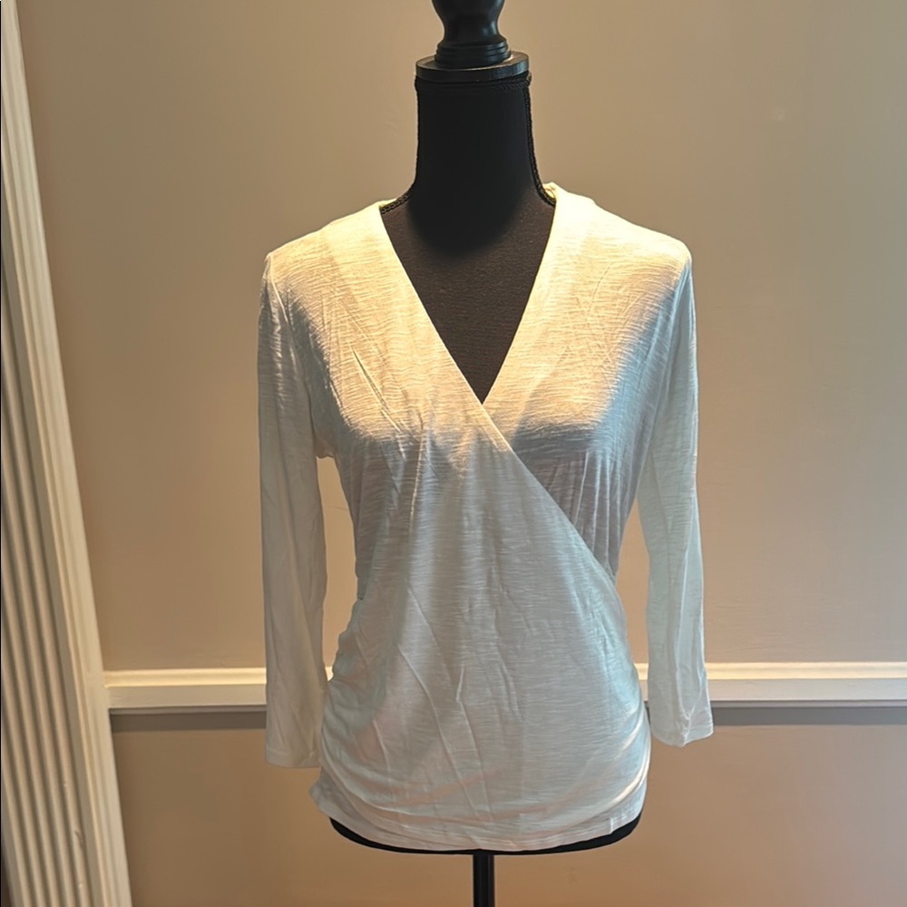 Elegant WHBM White Wrap Top NWT